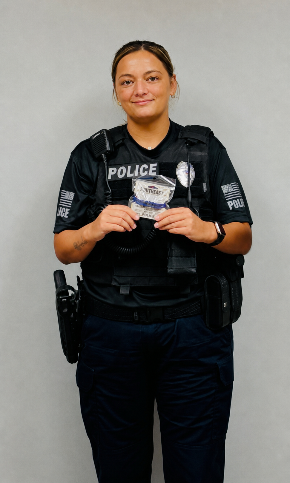 Stephanie Albertson in a South Daytona police uniform